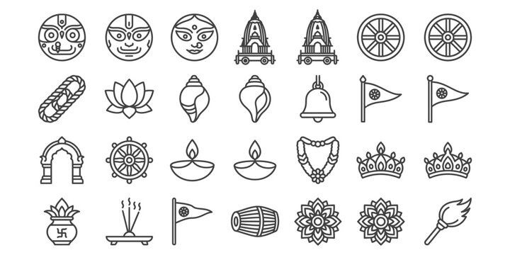 Collection of Traditional Indian Symbols and Icons.