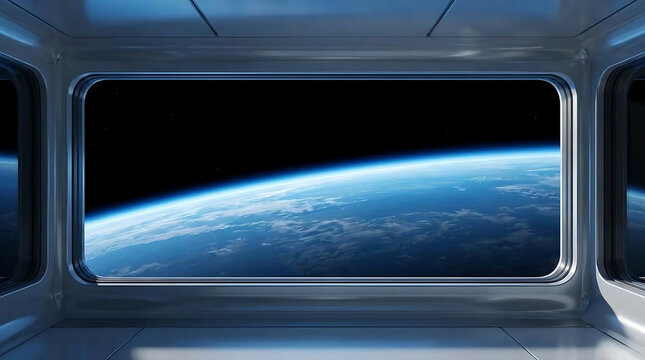 Breathtaking view of our planet from a spacecraft window showcasing the beauty of earth set against the vastness of outer space in a captivating perspective