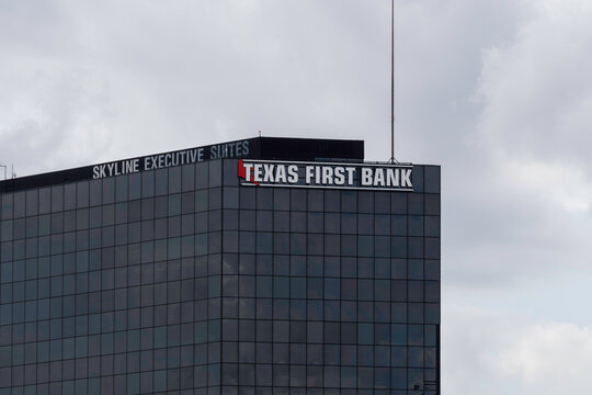 Houston, Texas, USA - March 6, 2022: Texas First Bank office on Katy Fwy in Houston, Texas, USA. Texas First Bank is a state-chartered bank. 