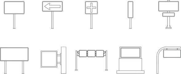 Blank Sign Board and Billboard Outline Vector Template Collection © MstAkhi