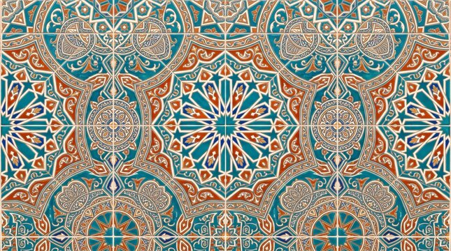 Greece pattern islamic mosaic decorative seamless tile art with seamless decorative geometric ornamental background