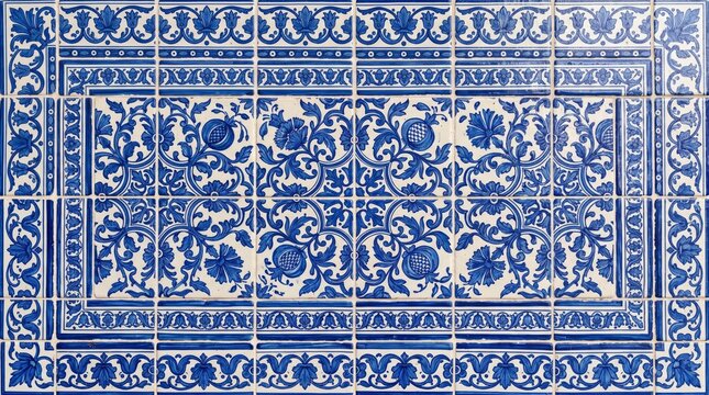Greece patterns traditional blue white ceramic tile mosaic with hellenic mediterranean traditional heritage ornamental