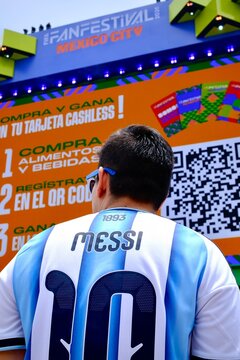 Argentina Supporter in Front of Fanfest Screen (Mexico City, CDMX, Mexico &ndash; July 15, 2026)
