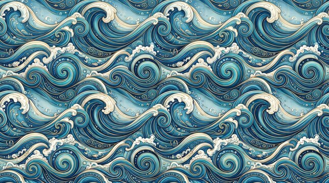 Greece pattern aegean sea wave mosaic graphic art with hellenic anthemion acanthus corinthian mediterranean santorini