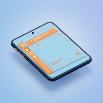 3D Tablet Illustration for Digital Document Management and App UI