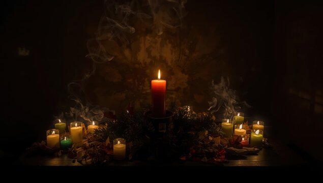 Altar candle, magic with lights, purify negativity, wiccan idea.