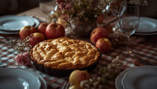 Apple pie with almond cream made at home