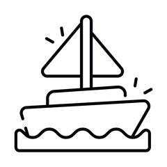 A linear design icon of rowing boat   © Rabiya