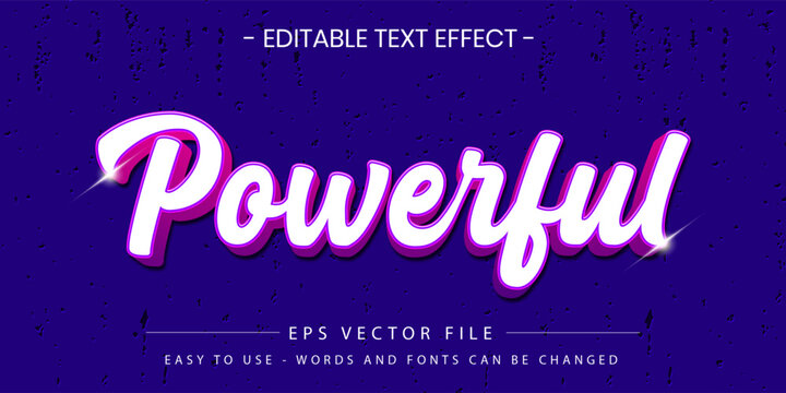 Powerful elegant script font text effect purple editable vector