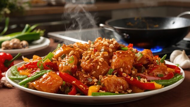Delicious Kung Pao chicken stir-fry dish