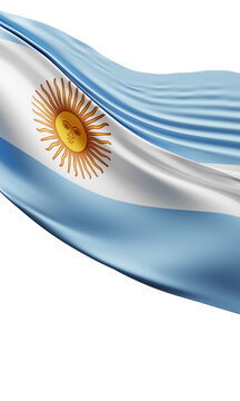 Argentina flag ribbon flowing isolated on transparent background with copy space 3D render
