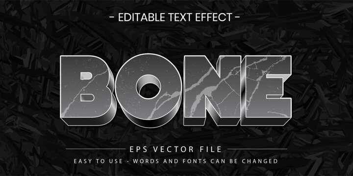 Bone textured marble stone text effect vector editable