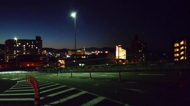 別府花火と車の光跡（大分県別府市）