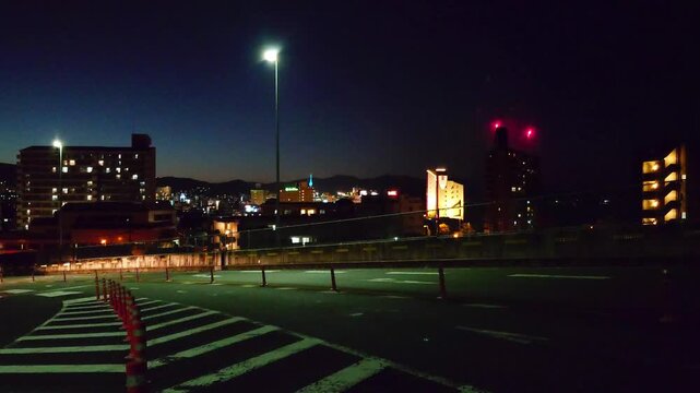 別府花火と車の光跡（大分県別府市）