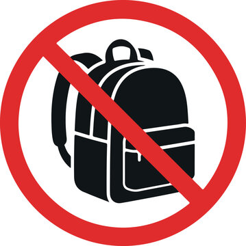 Prohibited backpack symbol with red circle