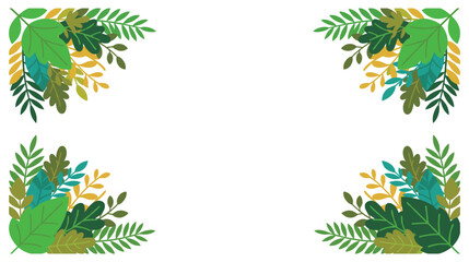 Tropical leaves and flowers frame for greeting card or invitation background. © SABIKUNNAHAR