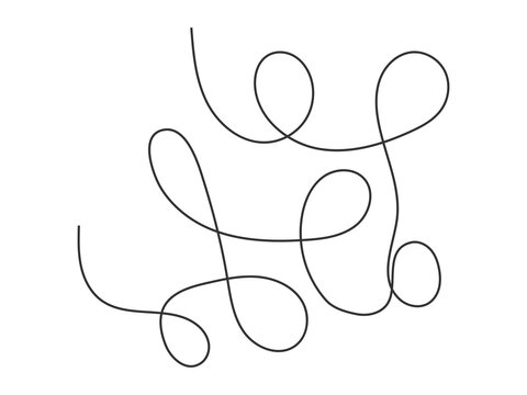 Abstract Minimalist Continuous Line Art Tangle Messy Loop PNG Isolated on Transparent Background