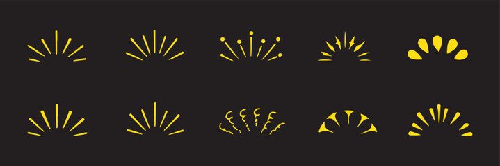 Set of cute line doodle comic design elements. Movement and motion expression, magic and light effect, heart, star shape sketch. Childish handwriting scribbles. Japanese style drawing  © Hike Studio 6