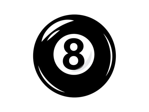 This illustration features a graphic of the number 8 billiard ball.