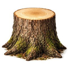 Obraz premium Mossy tree stump isolated background