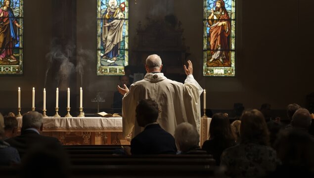 clergyman conducting service in his place of worship
