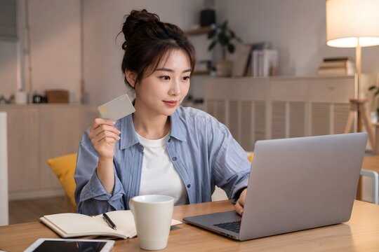 Woman Making Online Purchase with Credit Card