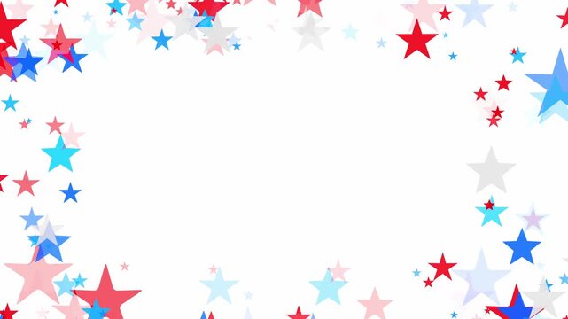 Twinkling confetti stars for America's Independence Day. USA backgrounds border with fading star shapes for American celebrations 4th of July, Memorial Day, Veteran's Day, or patriotic US holidays.