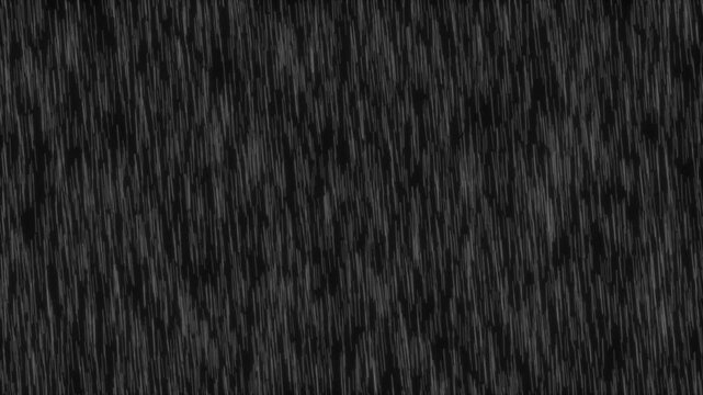 雨の降り始めから止むまでのフルシーケンス 発光グロー版 黒背景 4K 2〜7.5秒は雨量一定でカット・ループ編集可
