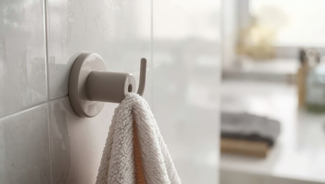 A detailed image of a coat hook on a wall.