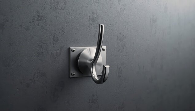 metal coat hook or rack on gray wall