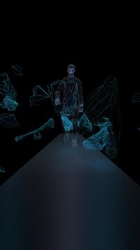 Virtual man walking in digital metaverse space
