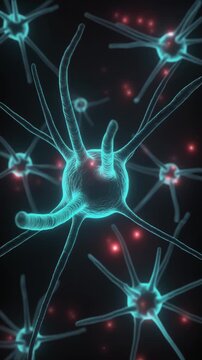 Glowing Neurons Transmitting Electrical Signals in a Neural Network