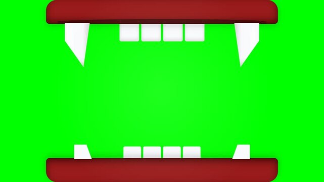 Animated Cartoon Monster Mouth Opening and Closing on Green Screen Background.