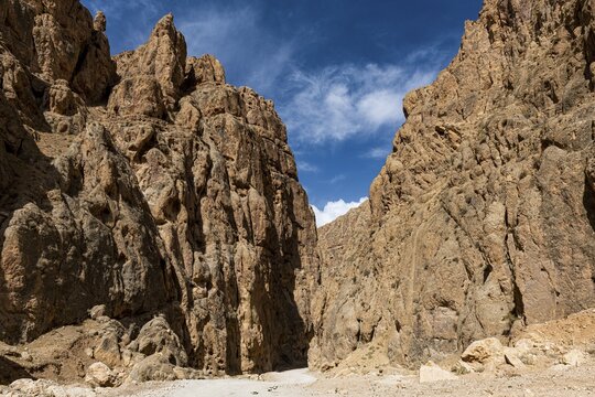 Road leading through a deep gorge, Yakawlang province, Bamyan, Afghanistan