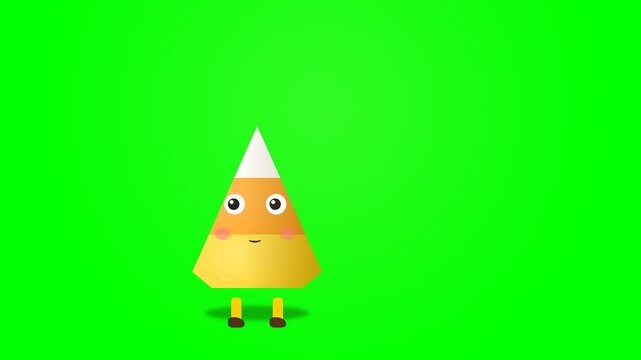 Animated Candy Corn Character Dancing on Green Screen Background.
