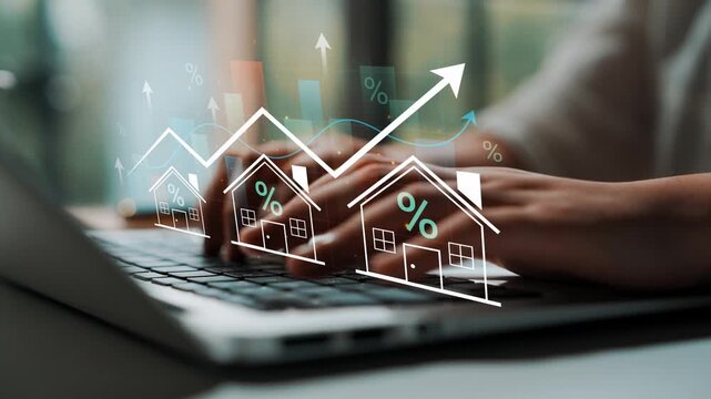 Digital Transformation in Real Estate Market Analysis with Graphs Showing Growth and Percentage Symbols Representing Financial Trends. Entropy.