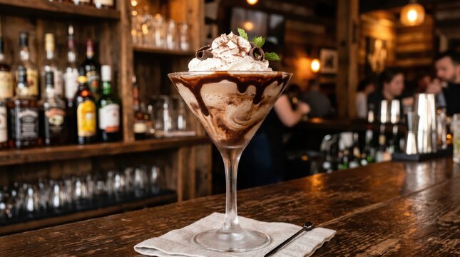 Alcoholic Frozen Mudslide Drink with Coffee and Vodka