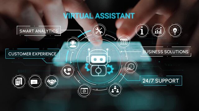 Virtual Assistant Concept with Hands Interacting with Digital Interface Symbols for Business Solutions and Customer Experience Enhancement. Entropy.