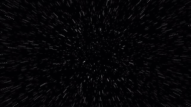 fast stars moving animation hyperspace jump accelerated jump accelerated flight through stars on solid background space jump speed of light fast moving stars stars partical zoom animation in 4K .
