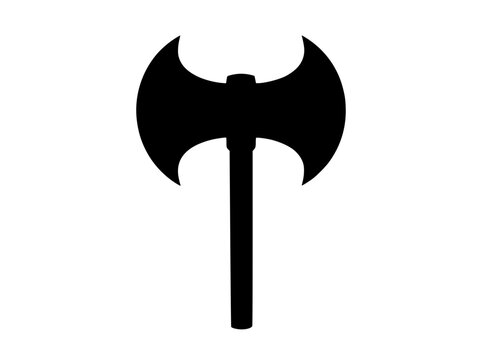 Double headed axe silhouette isolated on white background