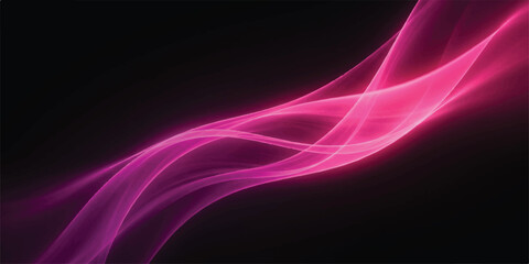 Fototapeta premium Abstract flowing pink light waves on a dark background with copy space for design