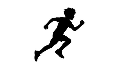 Obraz premium Running Man Silhouette, Black Vector Illustration of Athlete Sprinting