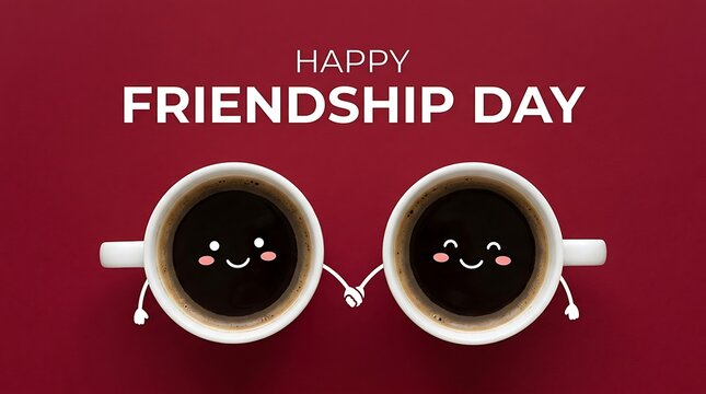 Happy friendship day celebrating best friends forever with coffee cups