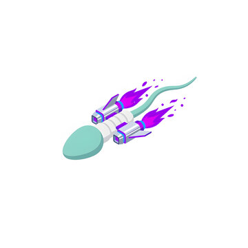 Dynamic Rocket-Propelled Sperm Cell Vector Graphic Representing Fertility, Speed, and Reproductive Science Innovation for Healthcare