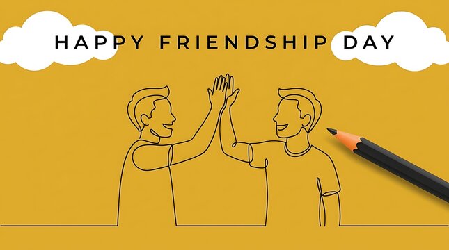Happy friendship day celebrating best friends forever with a high five illustration