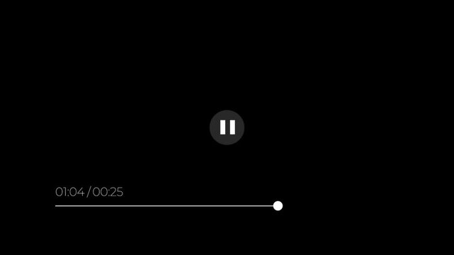 media player pause to play button click animation with progress bar ui motion graphic.