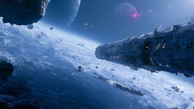 Advanced space mining operation extracting resources from an asteroid (1)