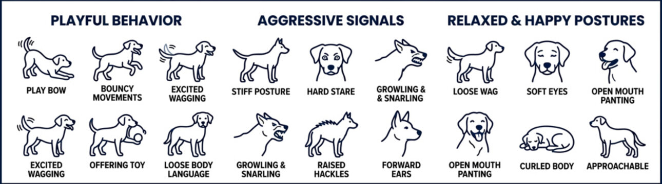 Dog Behavior and Body Language Illustrations