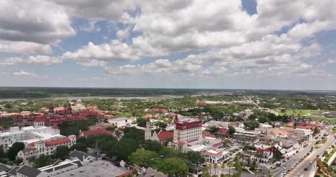  Aerial View of St. Augustine, Florida &ndash; America&rsquo;s Oldest City Skyline on a Sunny Day with Blue Sky and Clouds&rdquo; June 25 2026 