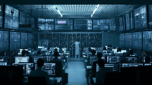 A busy day inside an AI data center showcasing technical staff monitoring computer systems (3)